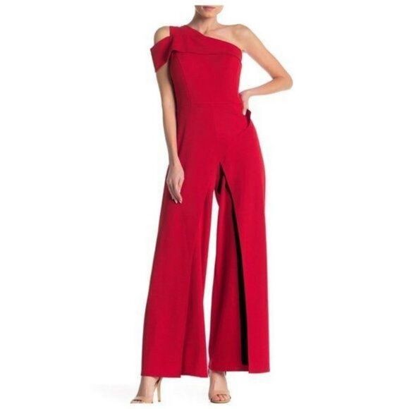 NWT Marina One Shoulder Wide Leg Jumpsuit Pants - Picture 1 of 10